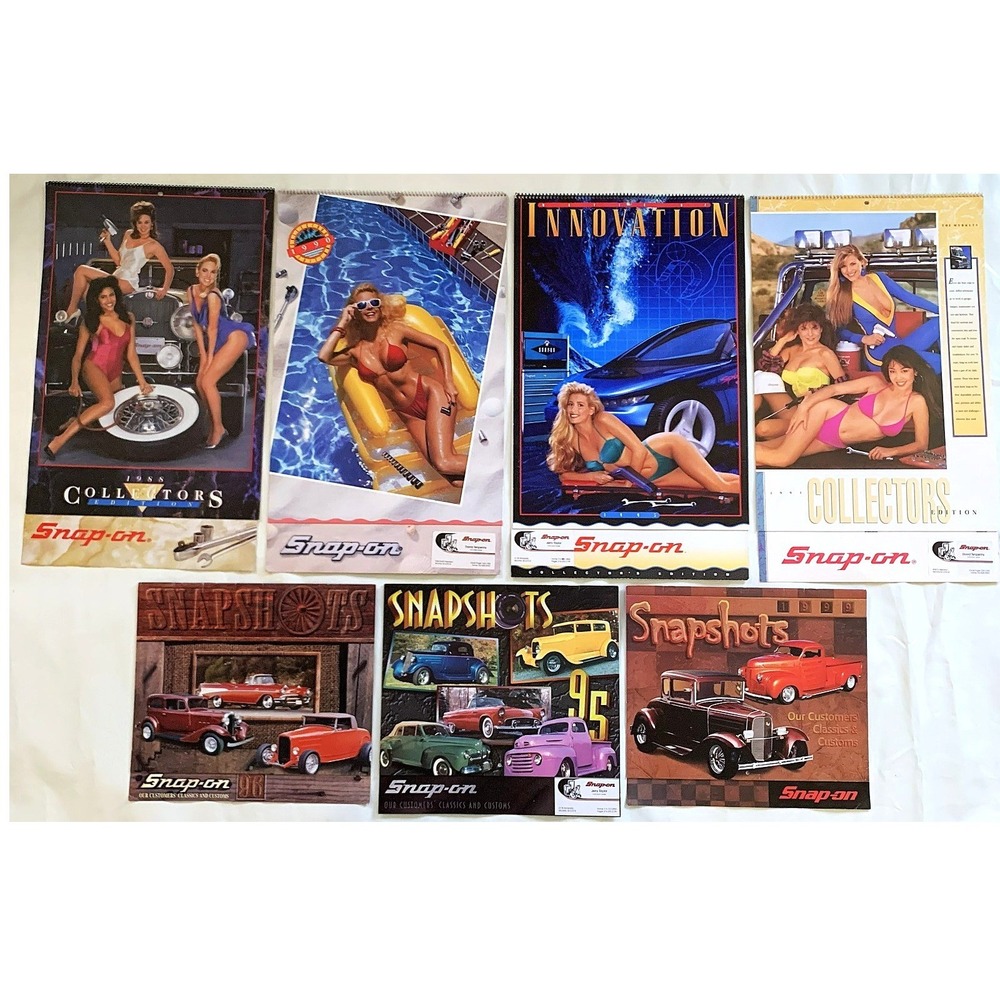 7 Vintage Snap-On Tools Calendars 1988, 1990-91-93-95-96-99 Wheels & Girls VGUC